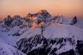 Mountain panorama at morning in winter, Baad, Kleinwalsertal, Vorarlberg, Austria, Europe