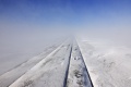 Railway tracks of the railway line between Winnipeg and Churchill, Manitoba, Canada